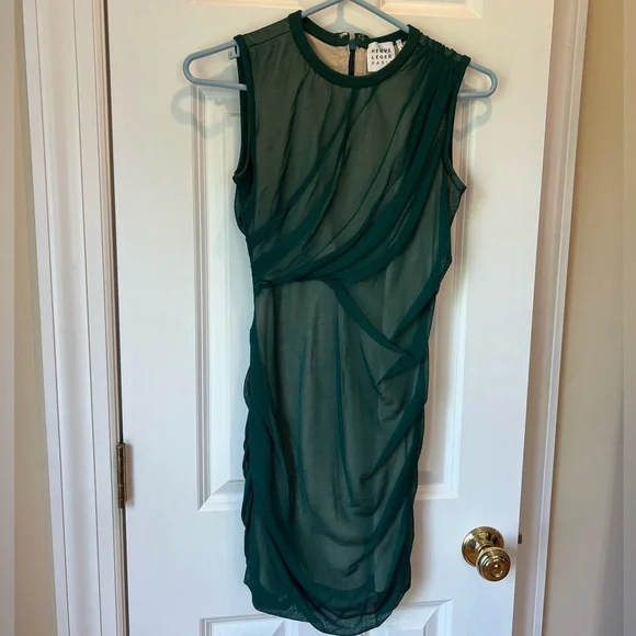 green emerald velvet dress Herv Lger - Sequin-embellished Halterneck Bandage Mini Dress